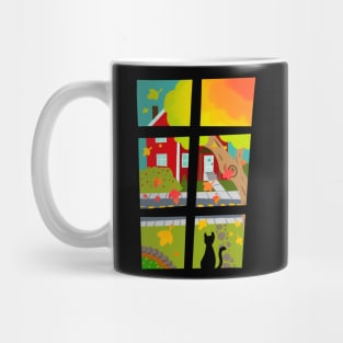 Cozy Cat on Autumn Windowsill Mug